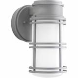 Latitude Run® Tourad 10.625" H Integrated LED Outdoor Armed Sconce Aluminum/Glass/Metal in Gray | 10.625 H x 5.5 W x 7.375 D in | Wayfair