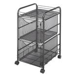 Safco Products Company Onyx Mesh Mobile Double File Cart Metal in Black | 27.25 H x 15.5 W x 17.25 D in | Wayfair 5212BL