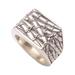 Sacred Bamboo,'Bamboo Motif Sterling Silver Signet Ring from Bali'