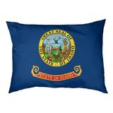 Tucker Murphy Pet™ Catalano Idaho Flag Outdoor Dog Pillow Polyester in Blue/Yellow | 9.5 H x 29.5 W x 19.5 D in | Wayfair