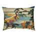 Tucker Murphy Pet™ Carstens Katsushika Hokusai Sekiya Village at Sumida River Designer Pillow Fleece, Polyester | 17 H x 52 W x 42 D in | Wayfair