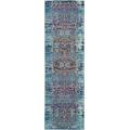 Vintage Kashan 6' Runner Blue Multicolor Boho Area Rug - Nourison VKA02