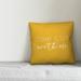 Ebern Designs Lupo Come & Sit w/ Me Indoor/Outdoor Throw Pillow Polyester/Polyfill blend in Yellow | 16 H x 16 W x 1.5 D in | Wayfair