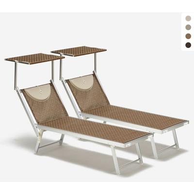 Beach And Garden Design - 2er Set Liegestühle Strandliegen Sonnenliegen aus Aluminium für den Image