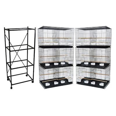 YML Black Bird Cage with Stand, Small, Lot of 6