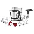 Krups KA631D Küchenmaschine Master Perfect Gourmet | 1100 Watt | 8 Geschwindigkeiten | 4,6L Edelstahlschüssel | 5 Zubehör: Back-Set, Flex-Bowl, Schnitzelwerk | Edelstahl gebürstet