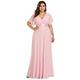 Ever-Pretty Women's Long Chiffon A Line Floor Length V Neck Prom Dress Pink UK 8