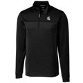 Men's Cutter & Buck Black Michigan State Spartans Big Tall Traverse Stripe Half-Zip Pullover Jacket