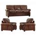 17 Stories Lyndsey 3 Piece Leather Sleeper Living Room Set Genuine Leather in Brown | 37 H x 81 W x 37 D in | Wayfair Living Room Sets