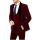 Men's Slim Fit 3 Pieces Burgundy Velvet Suits Shawl Lapel Wedding Suits Groom Tuxedos Winter Suits Burgundy 52 Chest / 46 Waist