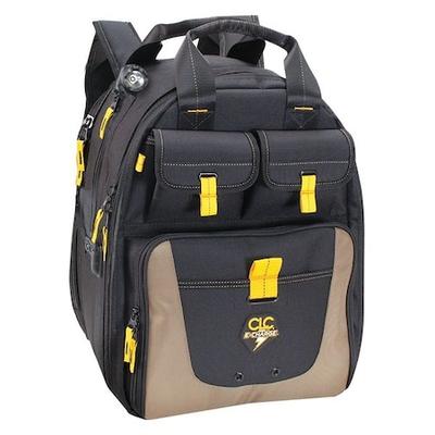 CLC WORK GEAR ECPL38 Tool Backpack, Black, Polyester, 36 Pockets