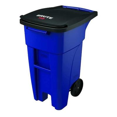 RUBBERMAID COMMERCIAL 1971943 BRUTE 32 gal Rectangular Trash Can, Blue, Lift