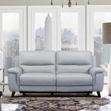 Red Barrel Studio® Yosef 78" Genuine Leather Pillow top Arm Reclining Sofa Genuine Leather in Gray | 37 H x 78 W x 37 D in | Wayfair