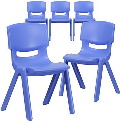 Flash Furniture 5 Pk. Blue Plastic Stackable School Chair with 15.5'' Seat Height