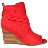Brinley Co. Womens Wedge Bootie Red, 7.5 Regular US screenshot. Shoes directory of Clothing & Accessories.