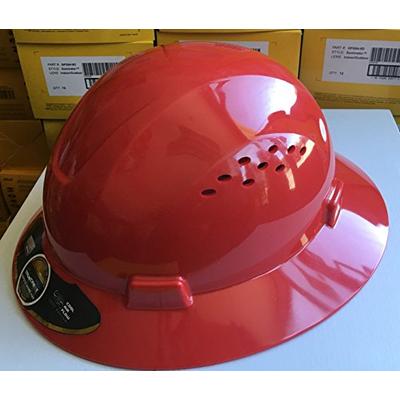 HDPE Red Full Brim Hard Hat with Fas-trac Suspension