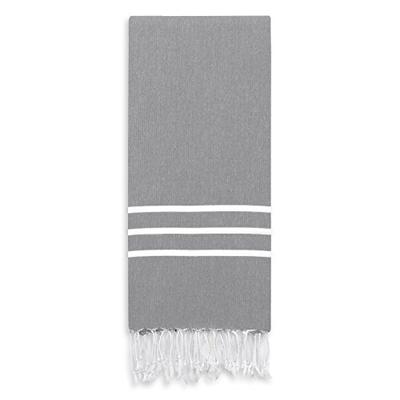 Linum Home Textiles Alara Turkish Pestemal Beach Towel Grey/White Stripes