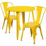 Flash Furniture 30'' Round Yellow Metal Indoor-Outdoor Table Set with 2 Cafe Chairs screenshot. Patio Furniture directory of Outdoor Furniture.