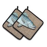 Caroline's Treasures Fish Speckled Trout Pair of Pot Holders 8737PTHD, 7.5HX7.5W, Multicolor screenshot. Kitchen Tools directory of Home & Garden.