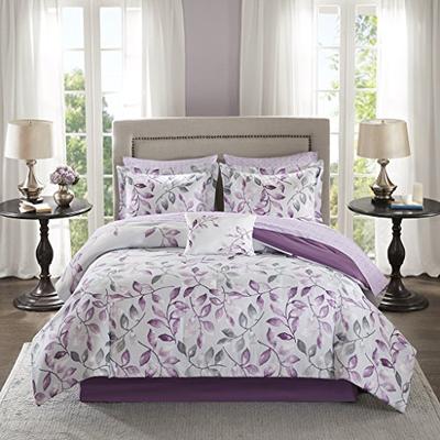 Madison Park Lafael Complete Comforter and Cotton Sheet Set Purple Twin