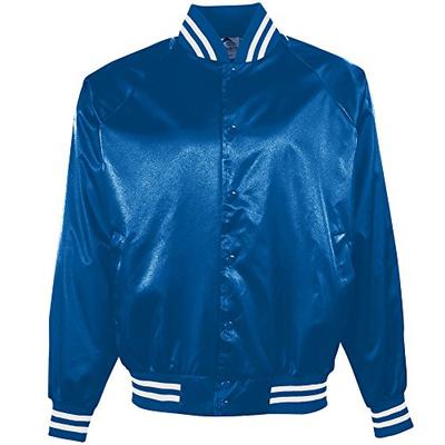 Augusta Sportswear Men's Satin Baseball Jacket/Striped Trim 3XL Royal/White