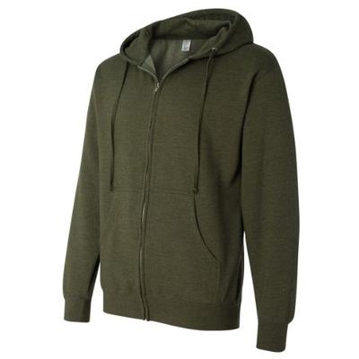 Midweight Full-Zip Hooded Sweatshirt, Color: Army Heather, Size: Large