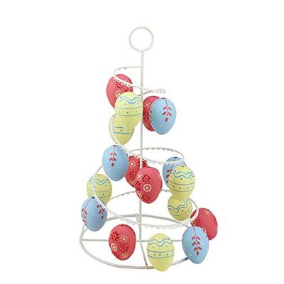 Northlight 14.25" Pastel Yellow, Blue and Pink Floral Cut-Out Spring Easter Egg Tree
