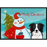 Caroline's Treasures Snowman with Border Collie Indoor or Outdoor Mat, 24 by 36