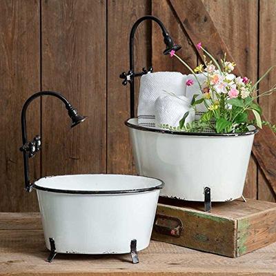 Set of Two Clawfoot Tub Garden Decor Flower Pot Planters Rustic Country Theme