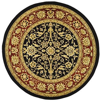 Safavieh LNH212G-8R Lyndhurst Collection Traditional Oriental Round Area Rug, 8' Diameter, Black/Red