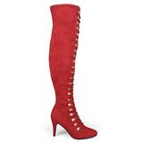 Brinley Co. Womens Regular and Wide Calf Vintage Almond Toe Over-The-Knee Boots Red, 7.5 Regular US screenshot. Shoes directory of Clothing & Accessories.