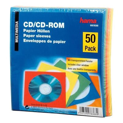 CD/DVD/Blu-ray-Papierhüllen - 50 Stück farbig blau, Hama, 12.5x12.5 cm