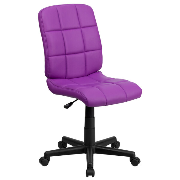 Flash Furniture GO-1691-1-PUR-GG Mid-Back Purple Quilted Vinyl Office Chair / Task Chair
