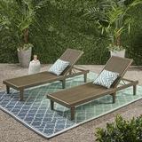 Loon Peak® Rylee 78.75" Long Outdoor Reclining Acacia Chaise Lounge Set Wood/Solid Wood in Gray | 19 H x 24 W x 78.75 D in | Wayfair
