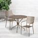 Flash Furniture Oia 35.25" Round Indoor-Outdoor Steel Patio Table Set w/ 2 Square Back Chairs Metal in Black | Wayfair CO-35RD-02CHR2-BK-GG