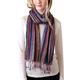 (4 COLORS) Multicolor Shimmer Metallic Stripe Scarf, Women's Lightweight Jewel Pashmina Tassel Shawl, Blue Dazzle, One Size