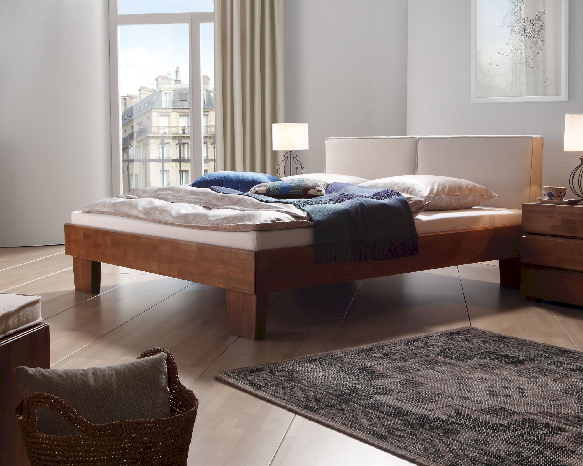 Hasena Wood-Line Massivholzbett Tobus/Dorma 140x200 cm Buche schoko Image