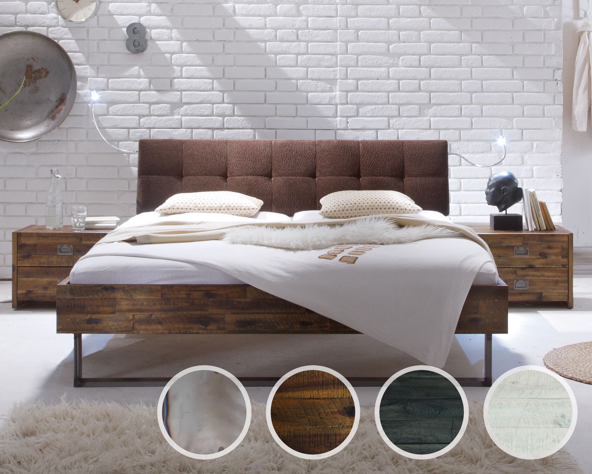 Hasena Factory-Line Massivholzbett Indus/Ronna 180x200 cm braun