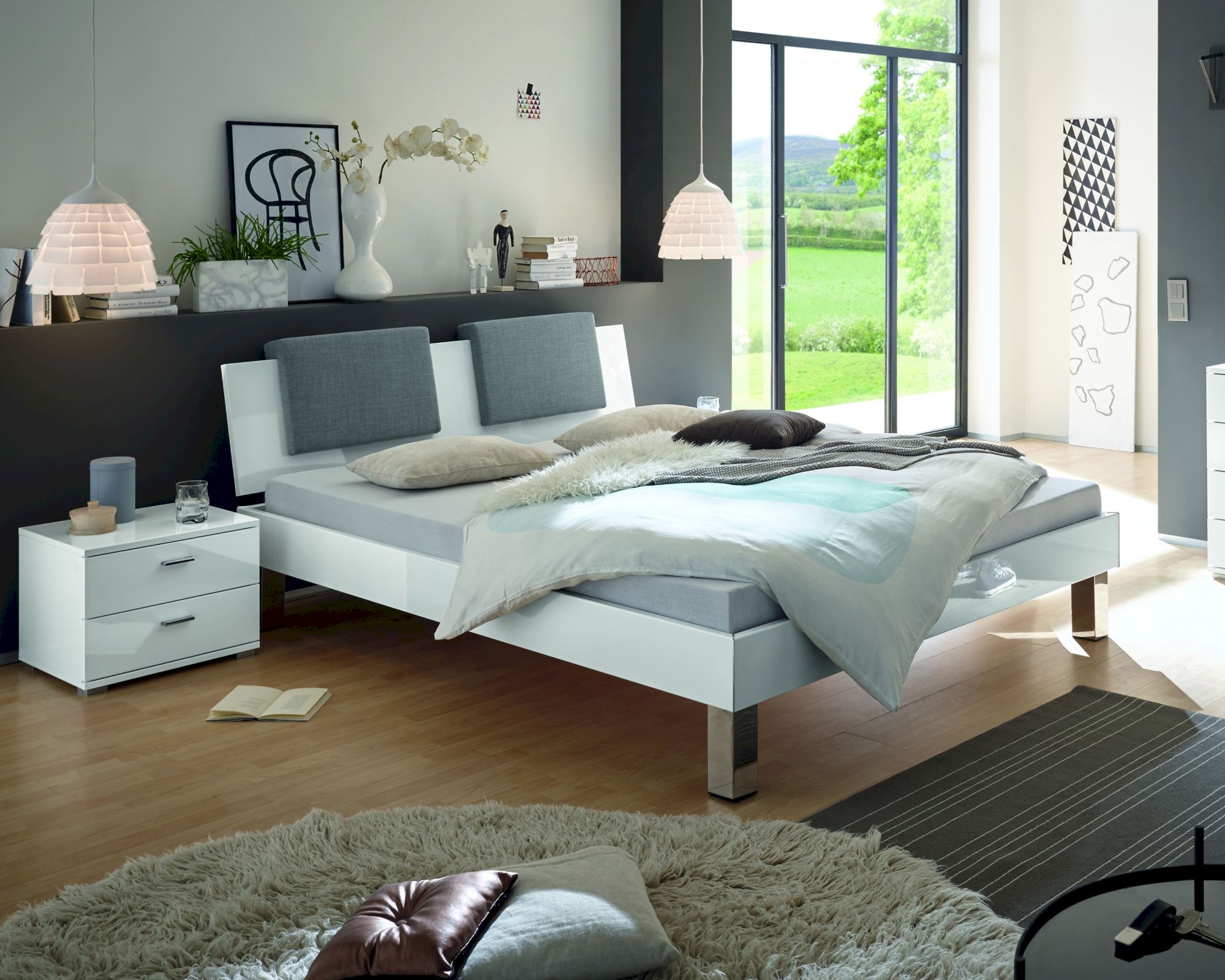 Hasena Movie-Line Bett Gloss Orva/Mico 140x200 cm / Hochglanz weiss