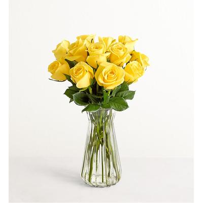 1-800-Flowers Flower Delivery August Yellow Roses W/ Clear Vase