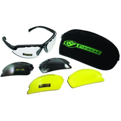 "SSP Eyewear Chelan AST Kit Black Frame Amber Clear And Smoked Anti-Fog Lenses Chelan AST KIT"