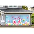 The Holiday Aisle® Happy Easter Bunny Ears Door Mural Polyester in Blue | 84 H x 192 W x 1 D in | Wayfair 6A72A61BA07245E585B415E40EC203B5