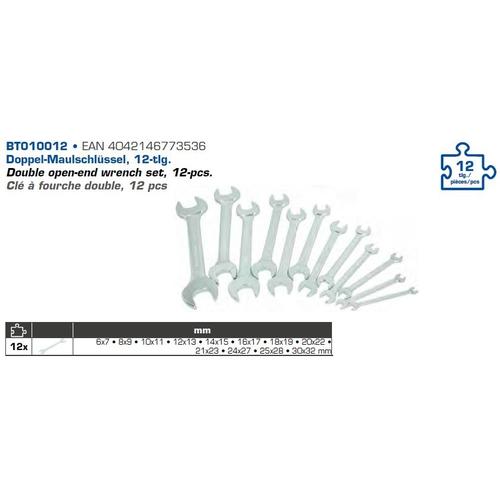 Brilliant Tools Doppel-Maulschlüssel, 12-tlg. Doppel-Gabelschlüsselsatz BT010012