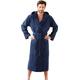 Morgenstern Men Shower Robe Hooded Towelling Cotton Long Navy Blue Size Medium