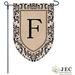 JEC Home Goods Damask Monogram 2-Sided Nylon 18 x 13 in. Garden Flag in Black/Brown | 18 H x 12.5 W in | Wayfair GF01006-F