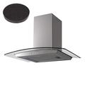 SIA 60cm Stainless Steel Curved Glass Cooker Hood Extractor Fan & Carbon Filter