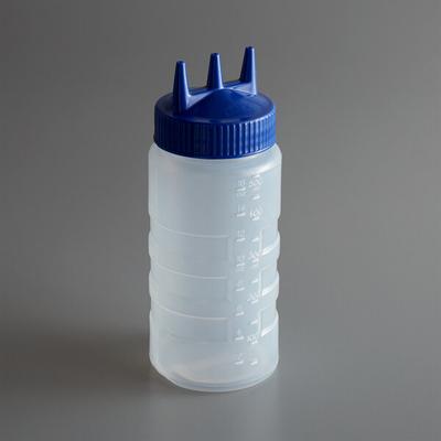 Vollrath 3316-1344 Traex® Color-Mate™ 16 oz. Clear Tri Tip™ Wide Mouth Squeeze Bottle with Blue Cap