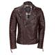 XPOSED Mens Maroon Tan Brown Vintage Genuine Lambskin Real Leather Biker Jacket Front 2 Zips Style [922,Burgundy,5XL]