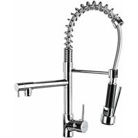 Kitchen mixer tap with 2 taps & detachable spray - faucet tap, kitchen tap, kitchen mixer tap - grey