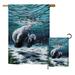 Breeze Decor Manatees Sea Animals Impressions Decorative Vertical House Printed in American 2-Sided 2 Piece Flag Set in Black/Blue/Green | Wayfair